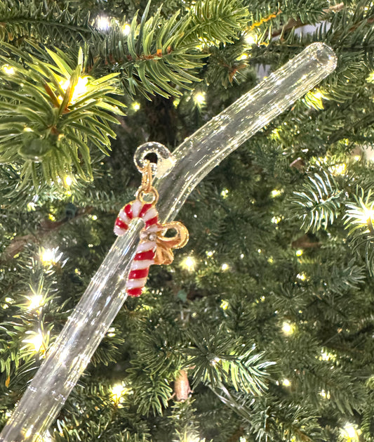 Candy Cane Glass Straw