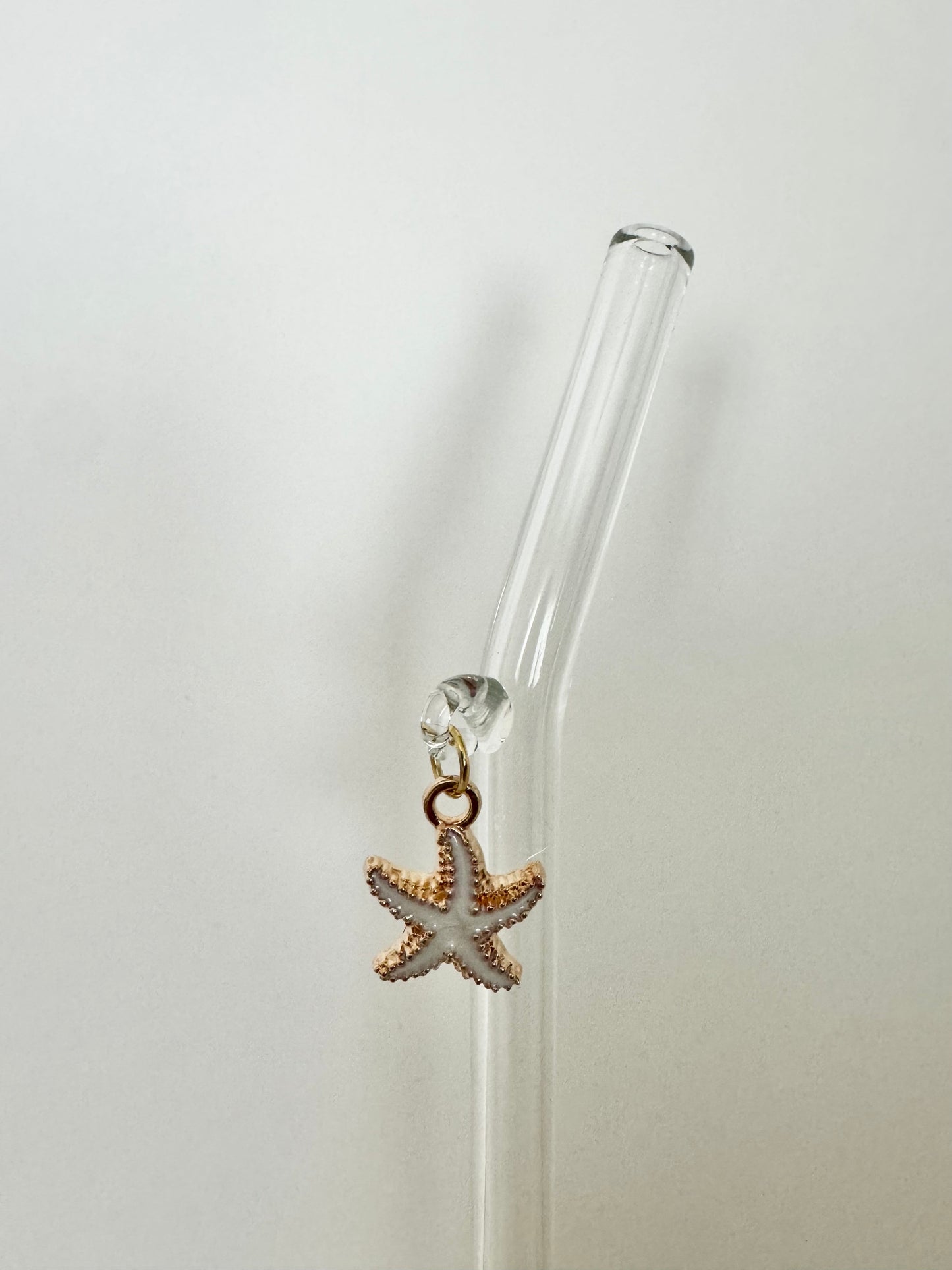 White Starfish Glass Straw