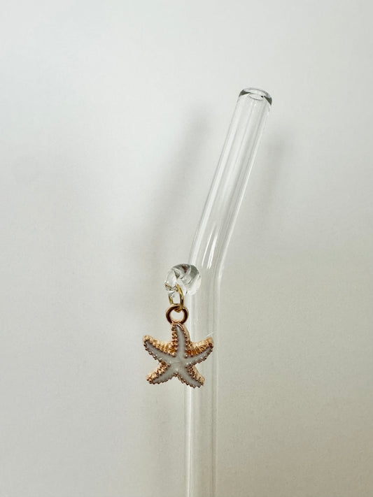 White Starfish Glass Straw