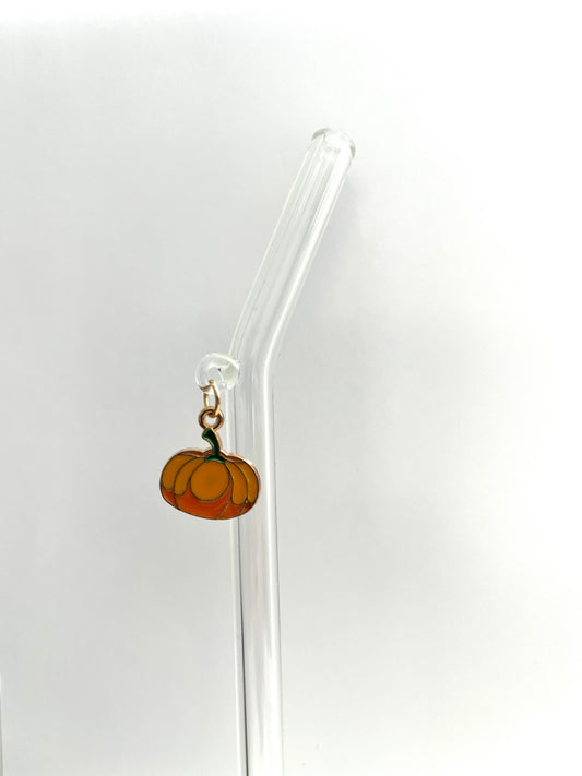 Fall Pumpkin Glass Straw
