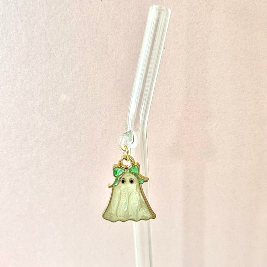 Green Bow Ghostie Glass Straw