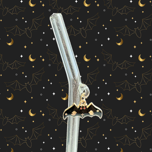 Black Bat Glass Straw
