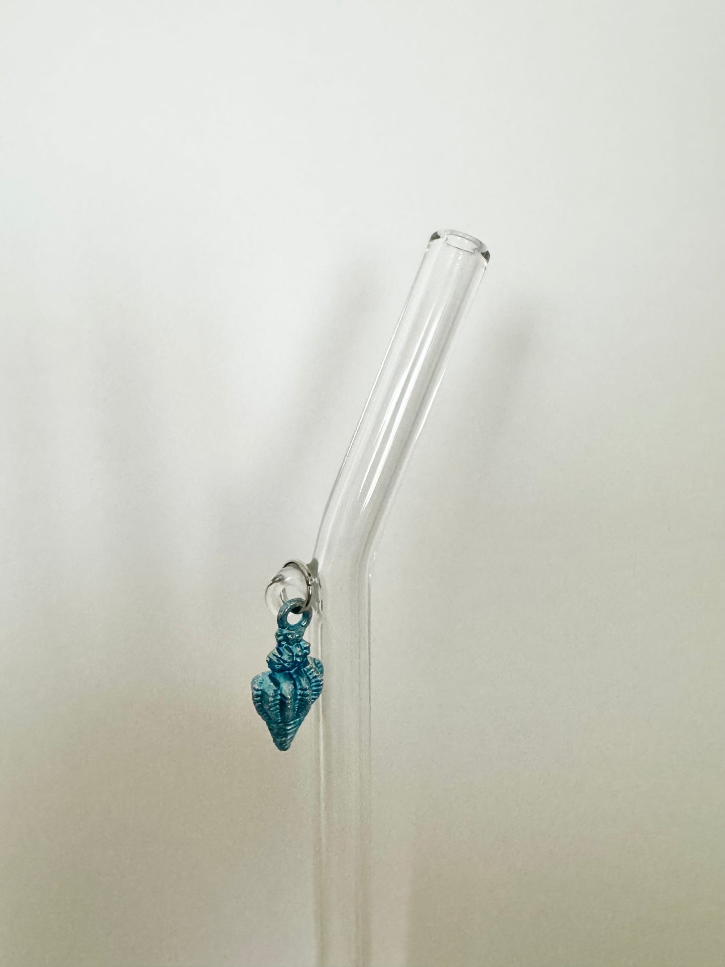 Aqua Blue Snail Shell Glass Straw