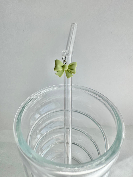Green Bow Glass Straw