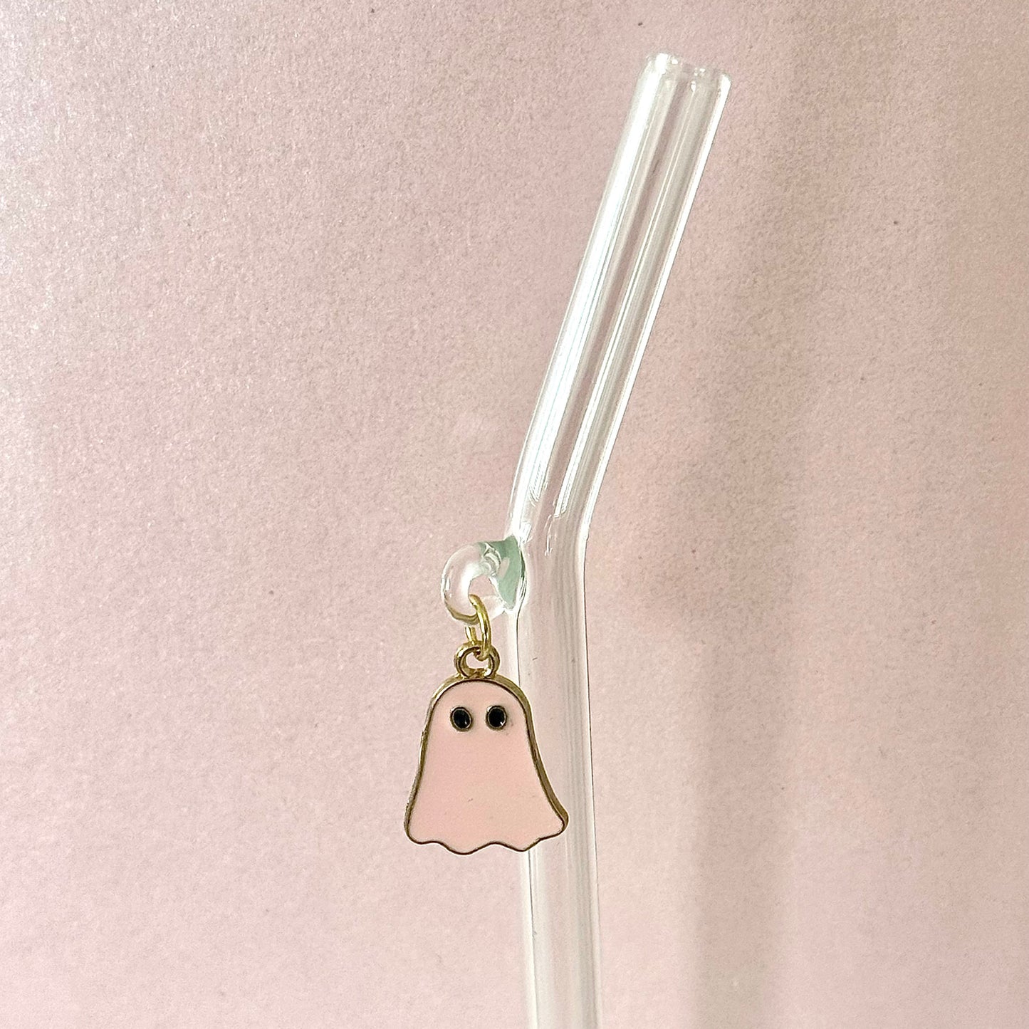 Pink Wavy Ghostie Glass Straw