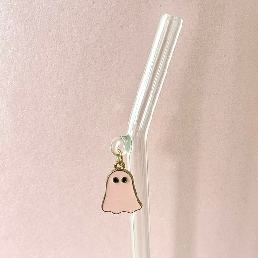 Pink Wavy Ghostie Glass Straw