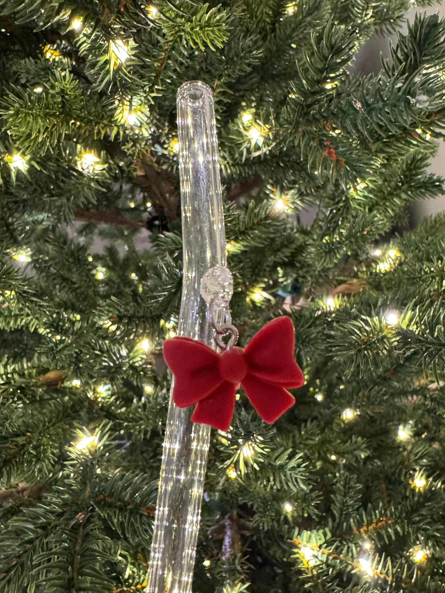 Red Bow Tie Glass Straw