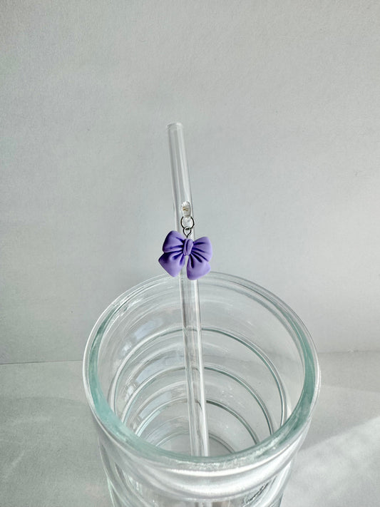 Purple Bow Glass Straw