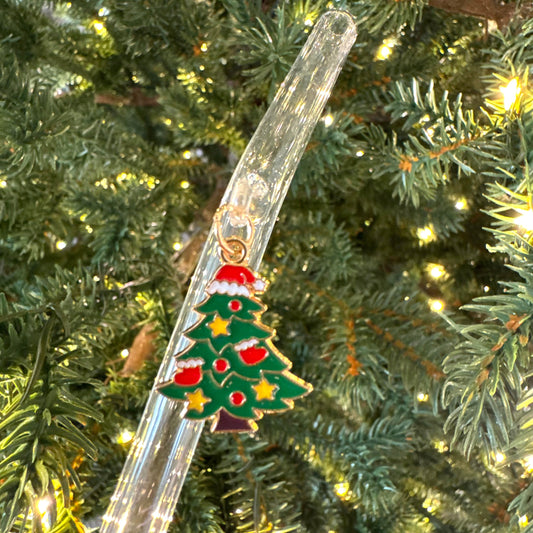 Jolly Christmas Tree Glass Straw