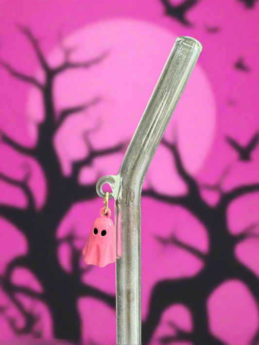 Pink Ghostie Glass Straw