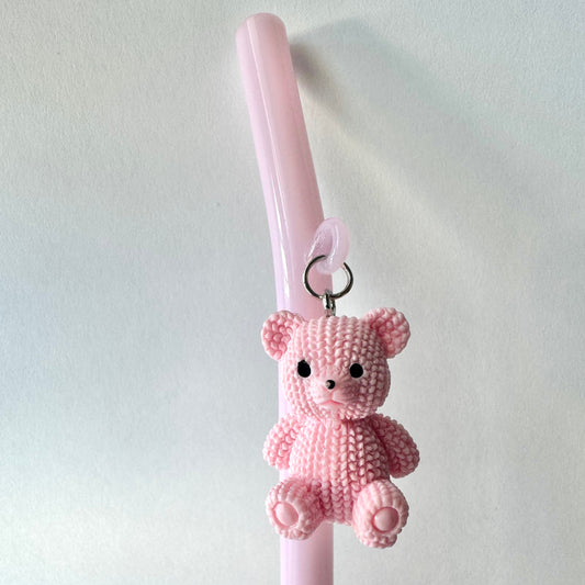 Pink Jumbo Teddy Glass Straw