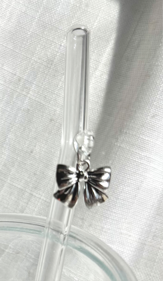 Silver Bow Glass Straw