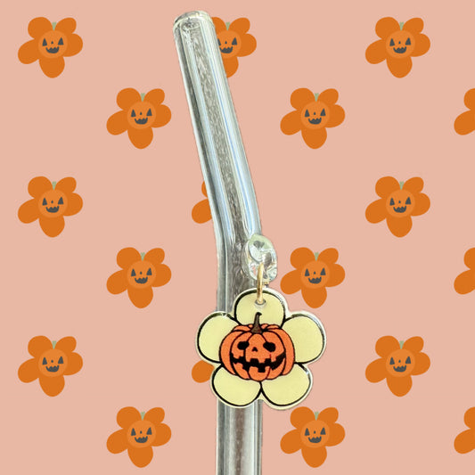 Flower Pumpkin Glass Straw