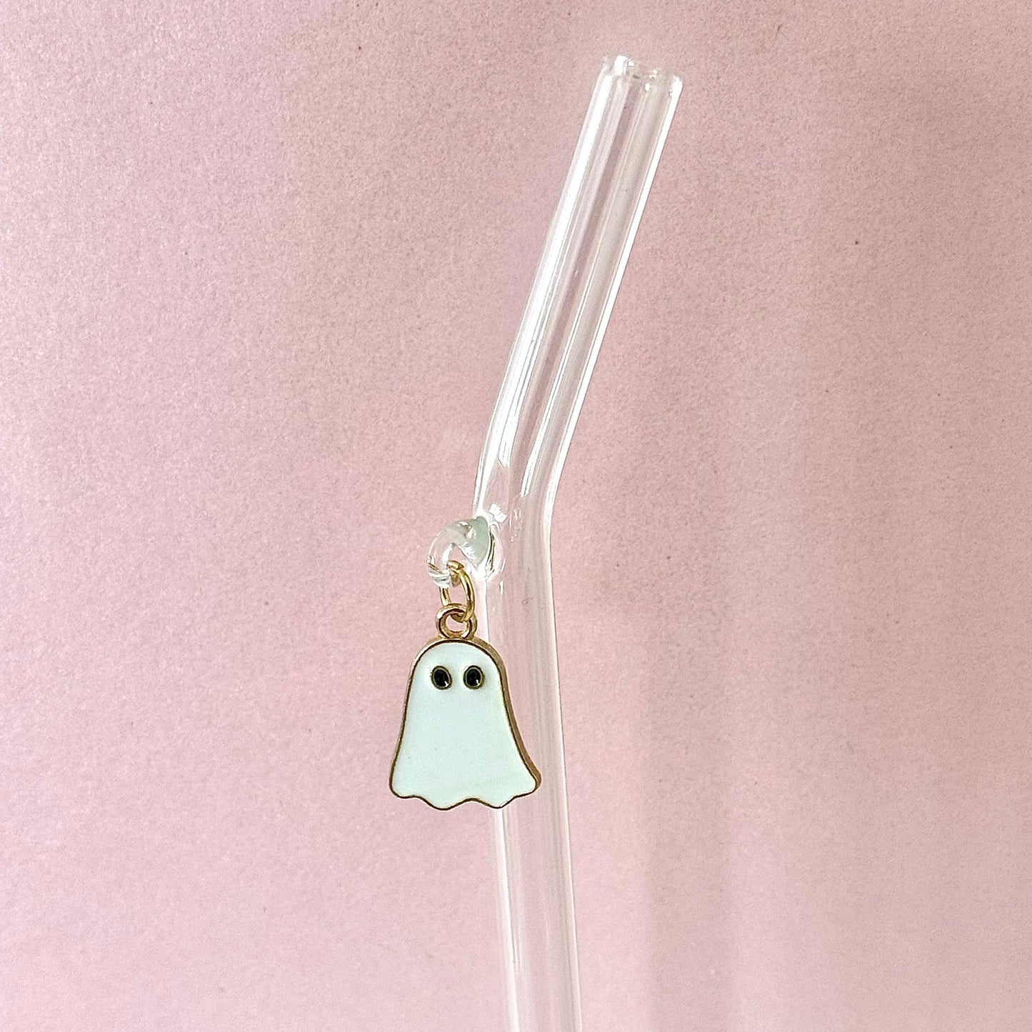 White Wavy Ghostie Glass Straw