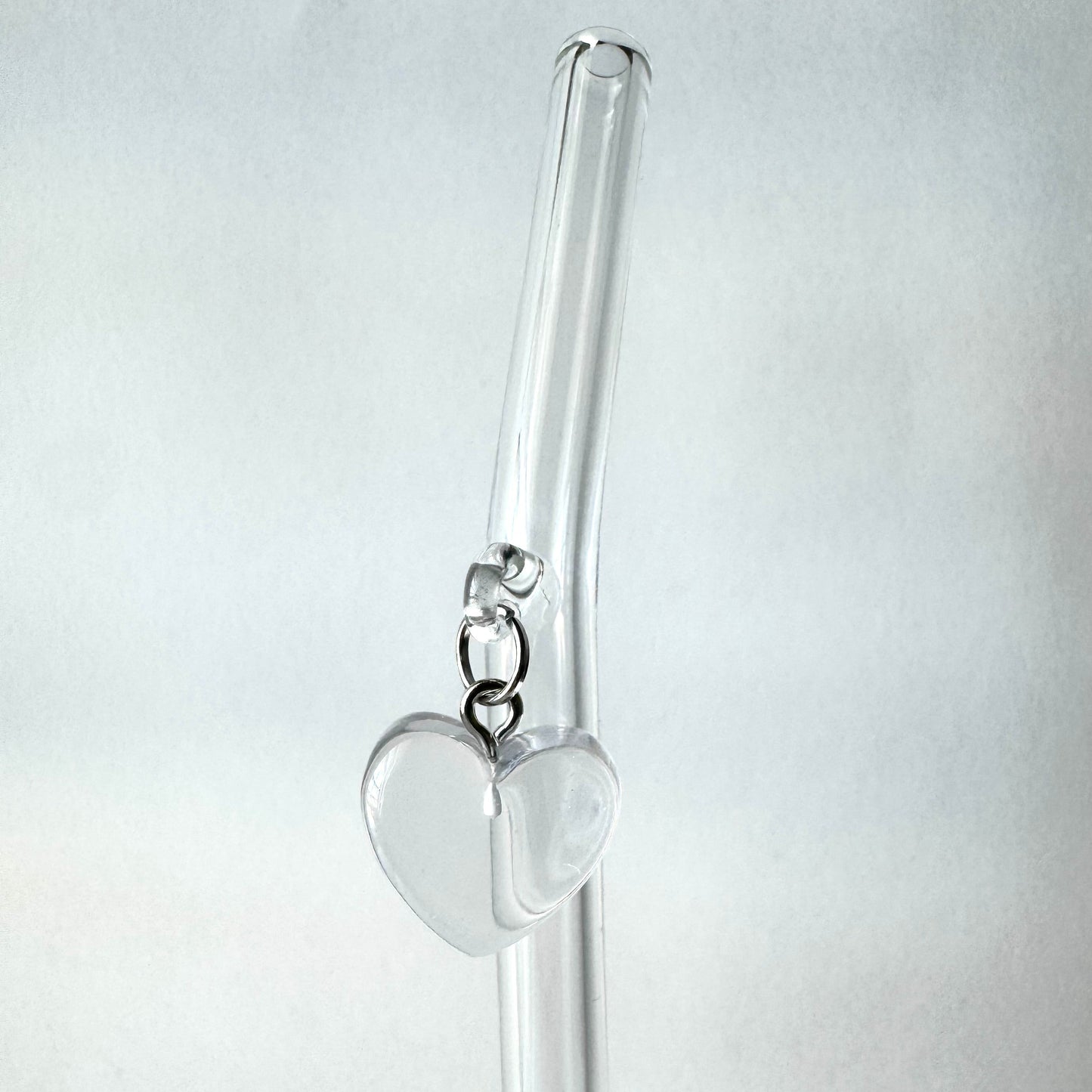 Clear Candy Heart Glass Straw