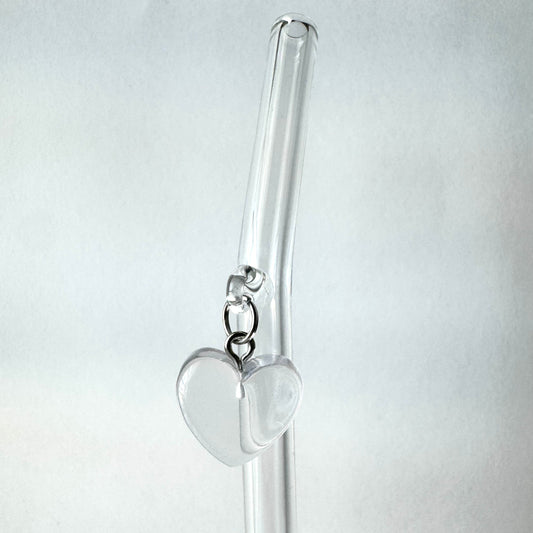 Clear Candy Heart Glass Straw