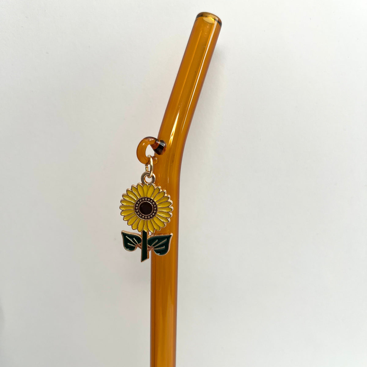 Yellow Sunflower Glass Straw