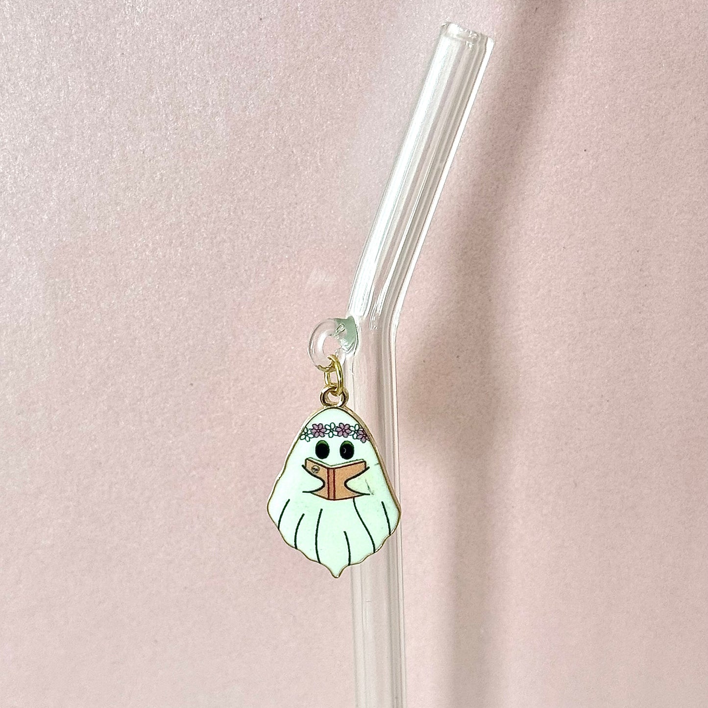 Book Lover Ghostie Glass Straw