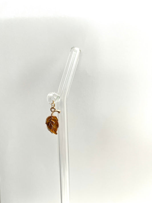 Yellow Leaf Glass Straw
