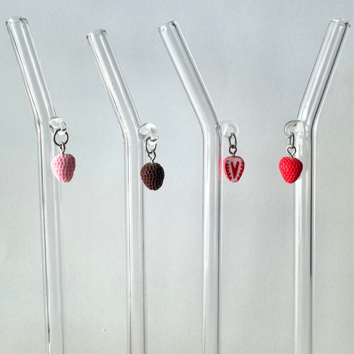 Strawberry Covered Glass Straw