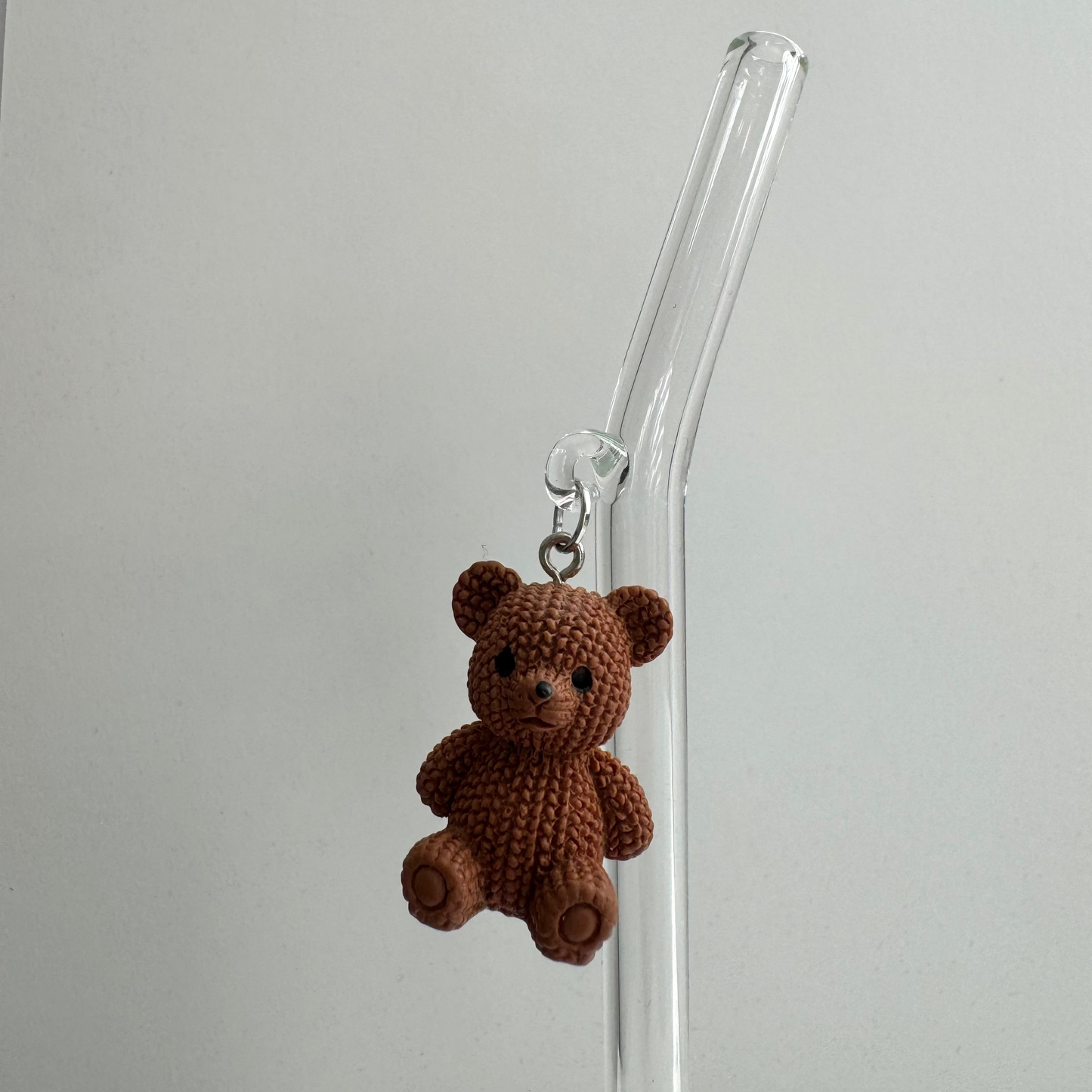 Brown Jumbo Bear Glass Straw