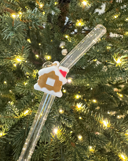 The Gingerbread House Glass Straw