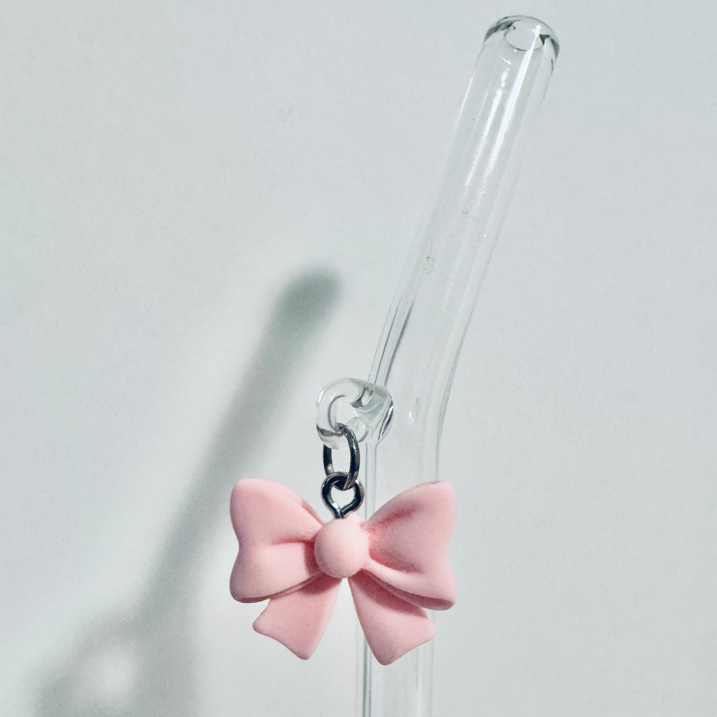Light Pink Bow Glass Straw