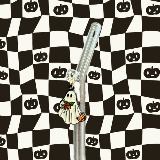 Flower Ghostie Glass Straw