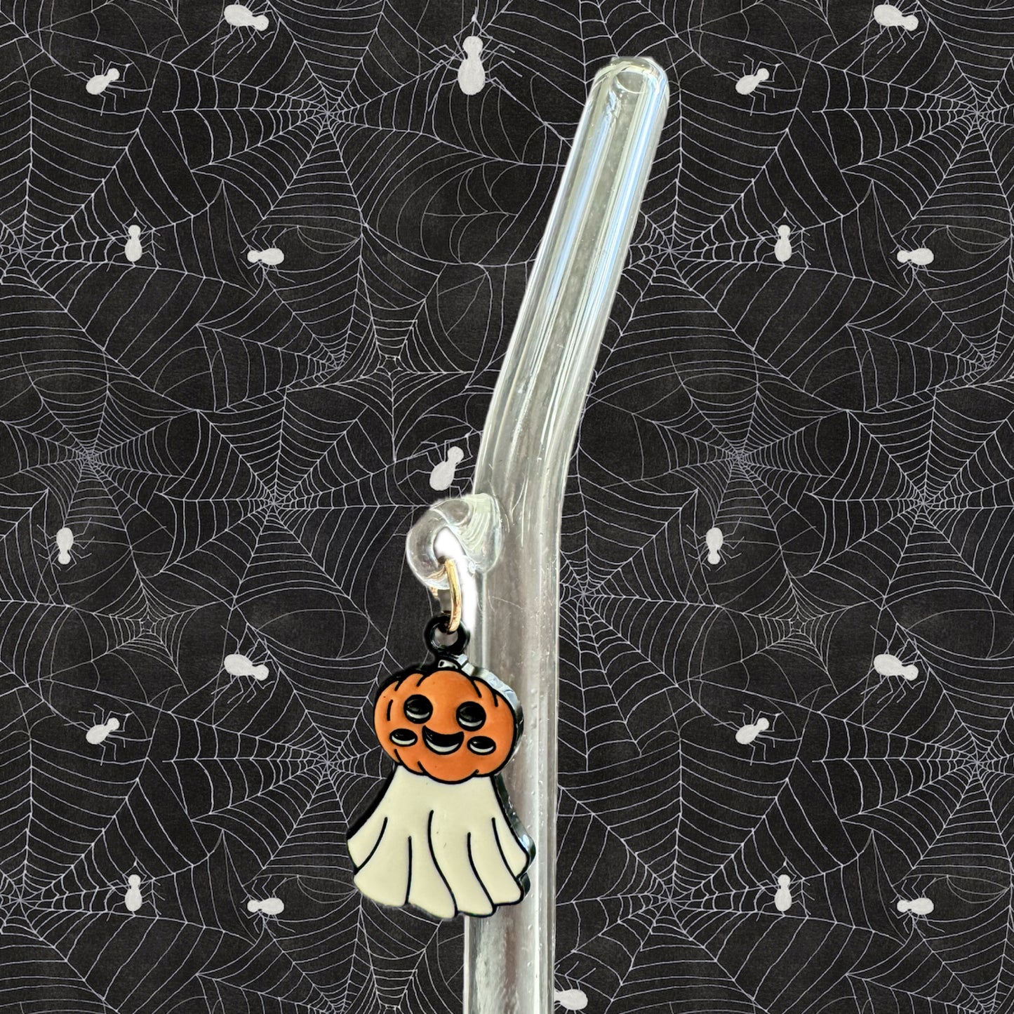 Pumpkin Ghostie Glass Straw